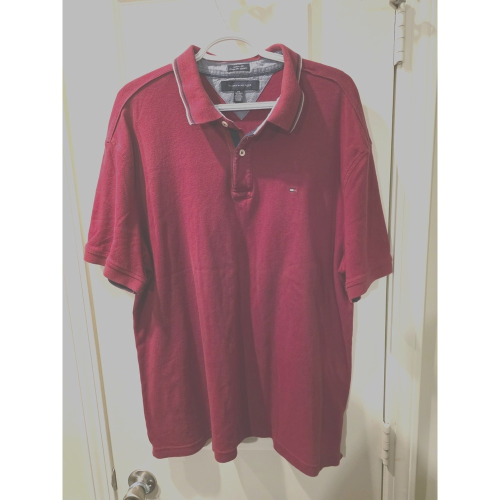 Tommy Hilfiger  Men's Polo‎ SZ XXL Red Shirt